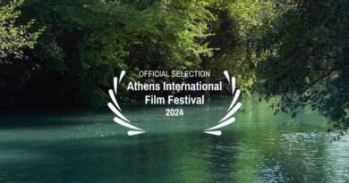 the river flowing with a logo for film