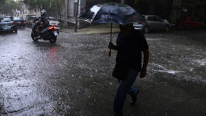 woman bad weather